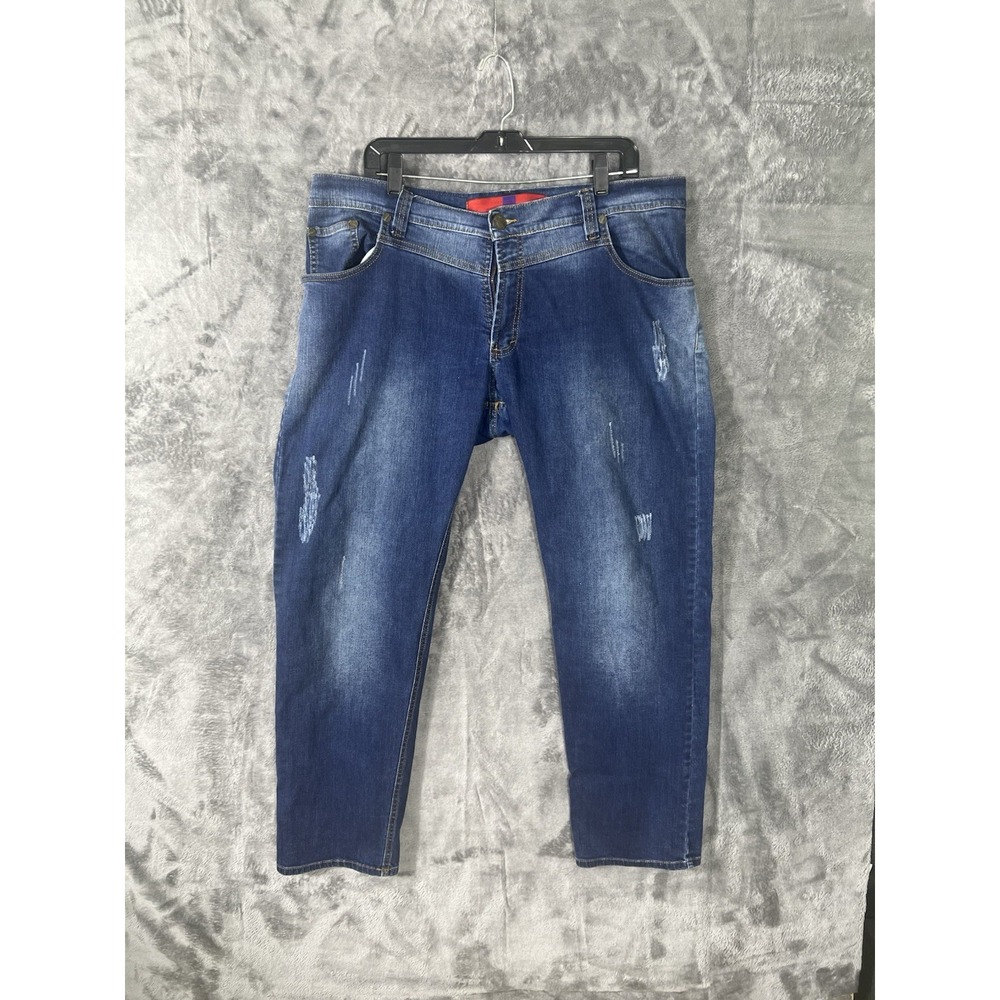 Marithe Francois Girbaud Distressed Blue Jeans Mens 38x24 Medium Wash Denim
